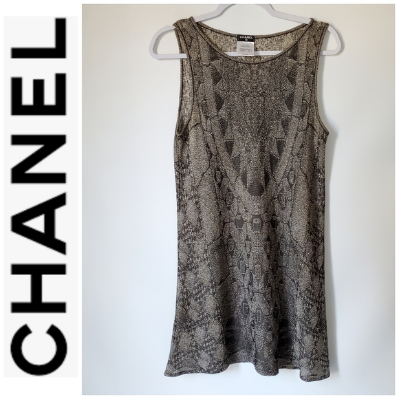 CHANEL Dresses & Skirts - CHANEL Vintage Sleeveless Gold Thread Shift Dress